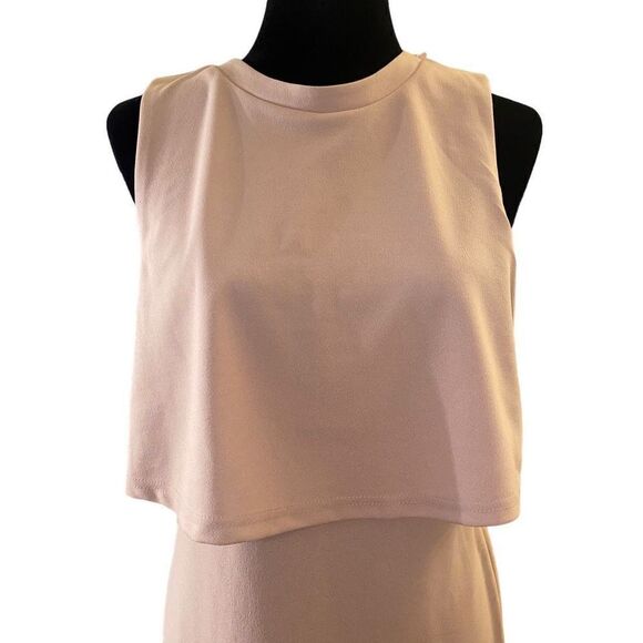 She + Sky Light Tan Sleeveless Side Cut Out Sheath Dress Sz L NWT - Picture 2 of 14